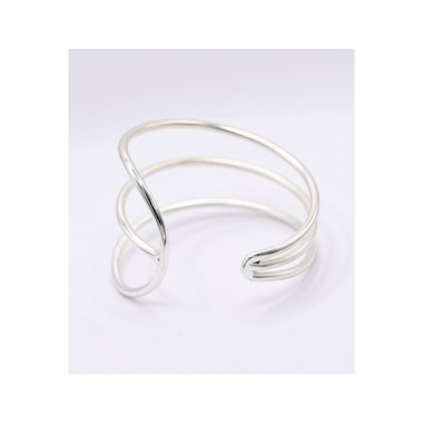 BRAZALETE ARTESANAL AJUSTABLE DE LATÓN PLATEADO