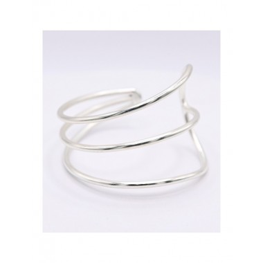 BRAZALETE ARTESANAL AJUSTABLE DE LATÓN PLATEADO