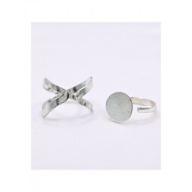 SET DE 2 ANILLOS ARTESANALES DE LATÓN PLATEADO