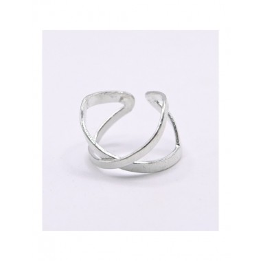 SET DE 2 ANILLOS ARTESANALES DE LATÓN PLATEADO