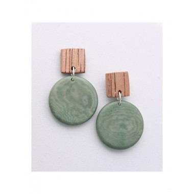 PENDIENTES ARTESANALES DE TAGUA COLOR BAMBÚ Y SALVIA