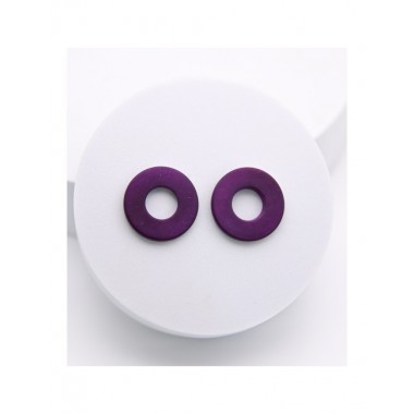 PENDIENTES ARTESANALES DE TAGUA MOTIVO ANILLOS COLOR BERENJENA