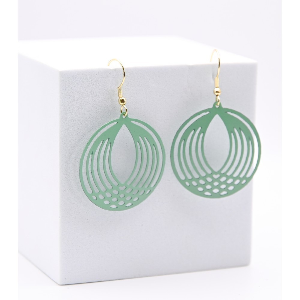 PENDIENTES ARTESANALES DE LATÓN COLOR SALVIA