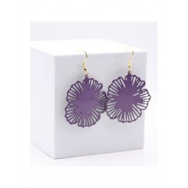 PENDIENTES ARTESANALES DE LATÓN COLOR BERENJENA