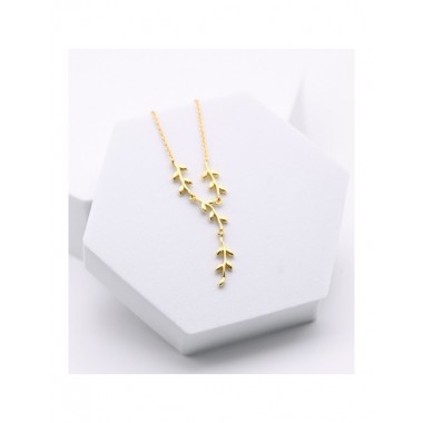 COLLAR ARTESANAL DE LATÓN CHAPADO EN ORO CON MOTIVO RAMAS