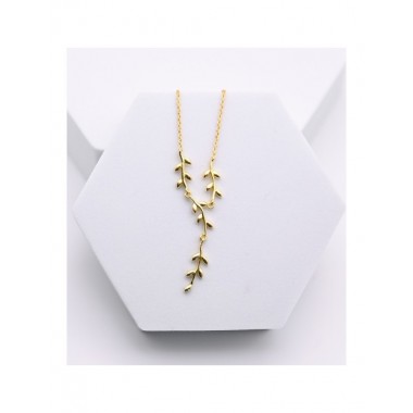 COLLAR ARTESANAL DE LATÓN CHAPADO EN ORO CON MOTIVO RAMAS