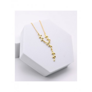 COLLAR ARTESANAL DE LATÓN CHAPADO EN ORO CON MOTIVO RAMAS