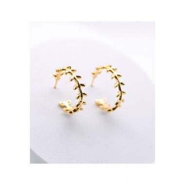 PENDIENTES ARTESANALES DE LATÓN CHAPADO EN ORO CON MOTIVO RAMAS