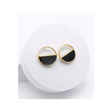 PENDIENTES ARTESANALES DE LATÓN MOTIVO MITADES COLOR NEGRO