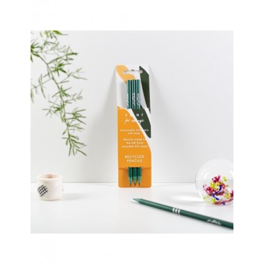 PACK DE 3 LAPICES DE PLASTICO RECICLADO VERDE