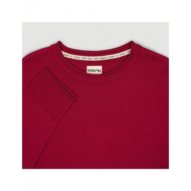 JERSEY DE MUJER DE ALGODÓN ORGÁNICO ONDA COLOR ROJO VERALUNA