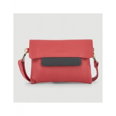 BOLSO HECHO A MANO DE PIEL MODELO FATEH ROJO NEGRO VERALUNA