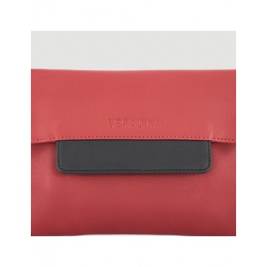 BOLSO HECHO A MANO DE PIEL MODELO FATEH ROJO NEGRO VERALUNA