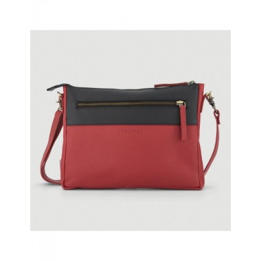 BOLSO HECHO A MANO DE PIEL MODELO CASNER ROJO NEGRO VERALUNA