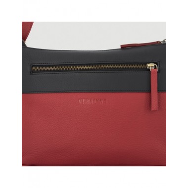 BOLSO HECHO A MANO DE PIEL MODELO CASNER ROJO NEGRO VERALUNA