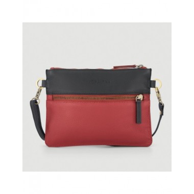 BOLSO HECHO A MANO DE PIEL MODELO MEENA ROJO NEGRO VERALUNA