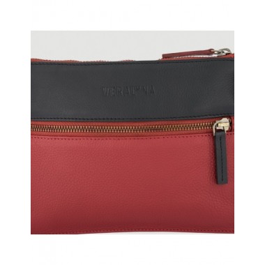 BOLSO HECHO A MANO DE PIEL MODELO MEENA ROJO NEGRO VERALUNA