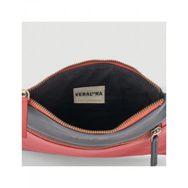 BOLSO HECHO A MANO DE PIEL MODELO MEENA ROJO NEGRO VERALUNA