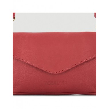 BOLSO HECHO A MANO DE PIEL MODELO SAMU COLOR ROJO VERALUNA