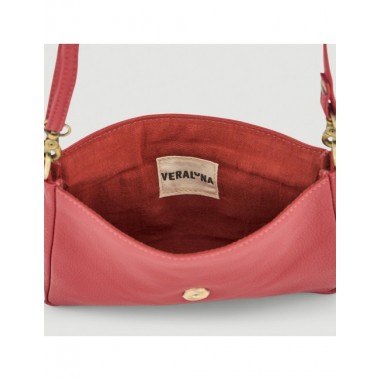 BOLSO HECHO A MANO DE PIEL MODELO SAMU COLOR ROJO VERALUNA