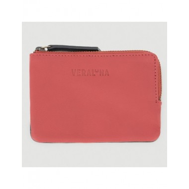 MONEDERO HECHO A MANO DE PIEL MODELO SAKURA ROJO NEGRO VERALUNA