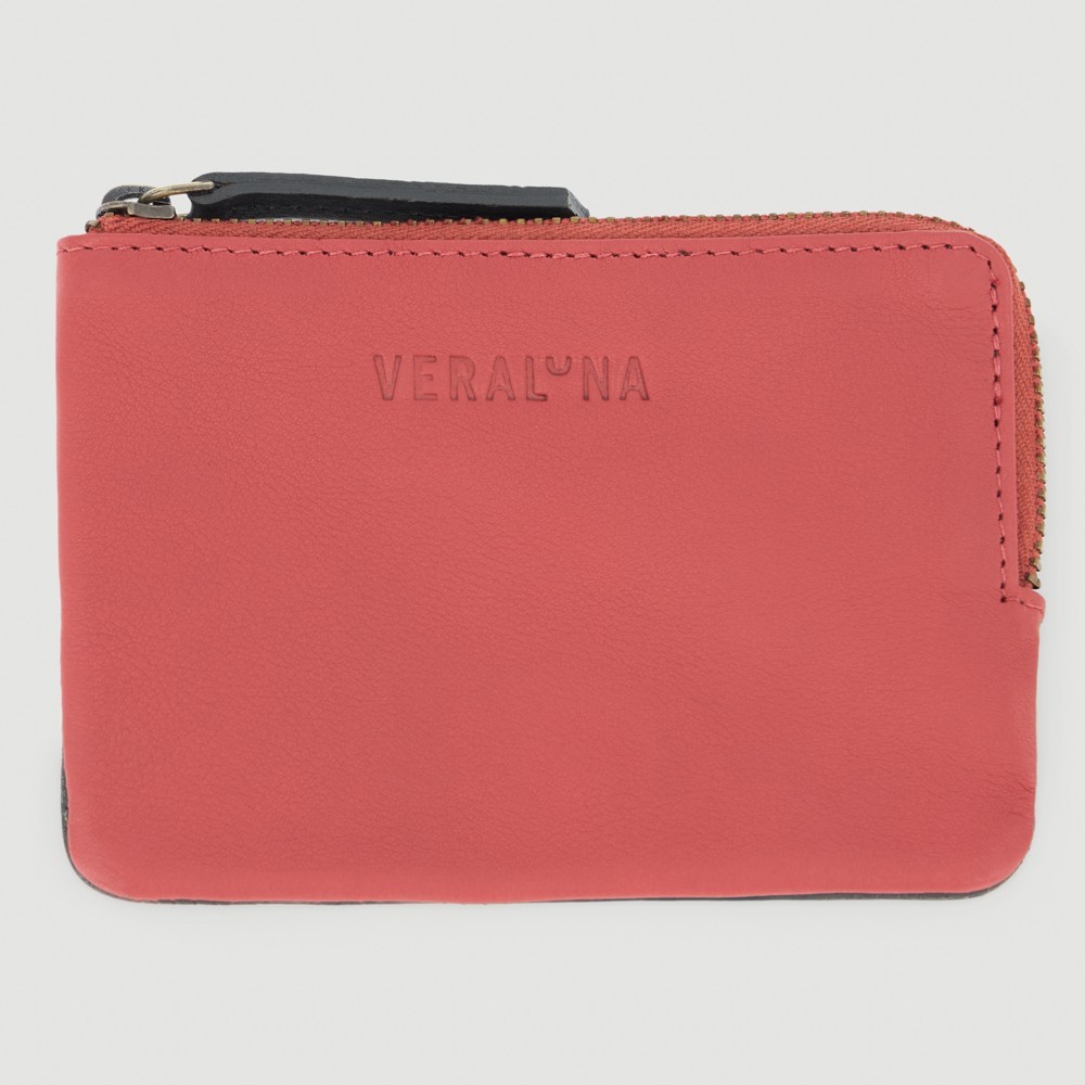 MONEDERO HECHO A MANO DE PIEL MODELO SAKURA ROJO NEGRO VERALUNA