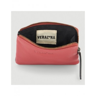 MONEDERO HECHO A MANO DE PIEL MODELO SAKURA ROJO NEGRO VERALUNA