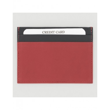 CARTERA HECHA A MANO DE PIEL MODELO JAYA ROJO NEGRO VERALUNA