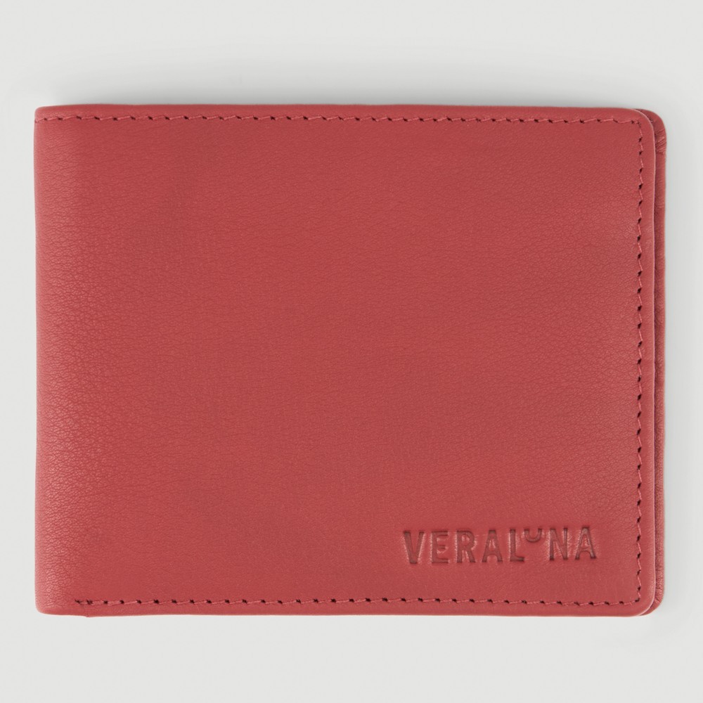 CARTERA HECHA A MANO DE PIEL MODELO AKAHATA ROJO NEGRO VERALUNA