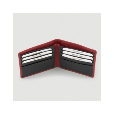 CARTERA HECHA A MANO DE PIEL MODELO AKAHATA ROJO NEGRO VERALUNA