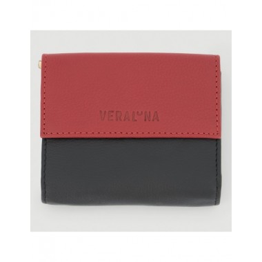 CARTERA HECHA A MANO DE PIEL MODELO ASO ROJO NEGRO VERALUNA