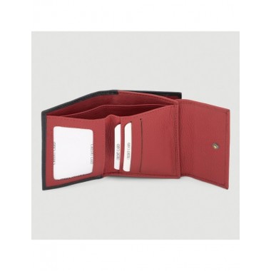 CARTERA HECHA A MANO DE PIEL MODELO ASO ROJO NEGRO VERALUNA