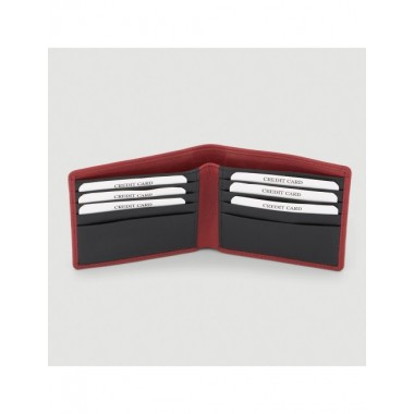 MONEDERO TARJETERO HECHO A MANO DE PIEL MODELO PUNE ROJO VERALUNA