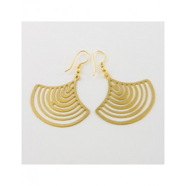 PENDIENTES ARTESANALES DE LATÓN DORADO CON DISEÑO ONDAS Y AGUA