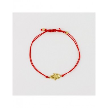 PULSERA ARTESANAL DE CORDÓN ROJO CON MANO HINDI