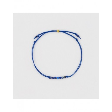PULSERA ARTESANAL DE CORDÓN AZUL Y CUENTAS LAPISLAZULI