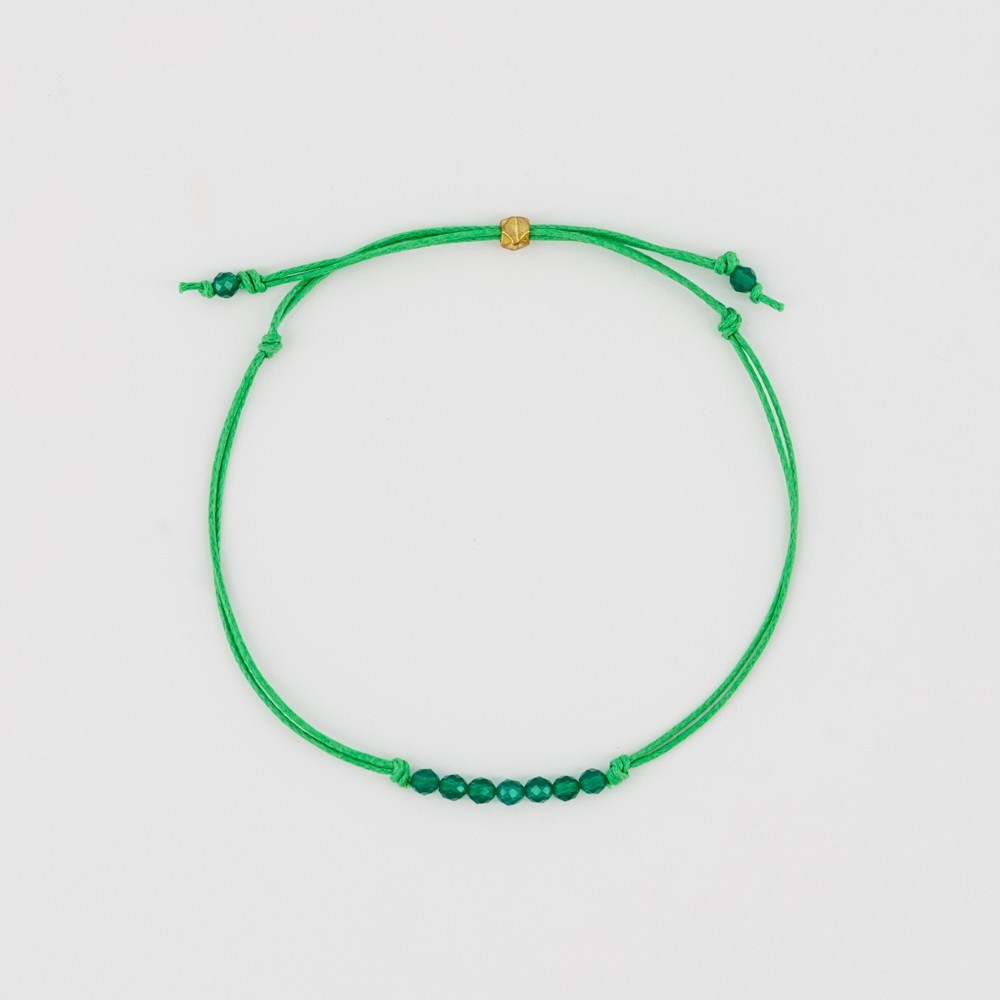 PULSERA ARTESANAL DE CORDÓN VERDE Y CUENTAS AVENTURINA
