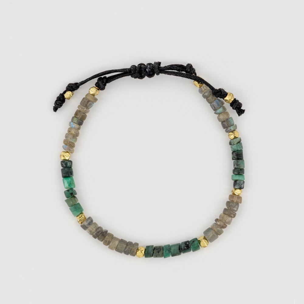 PULSERA ARTESANAL DE PIEDRAS LABRADORITA AVENTURINA