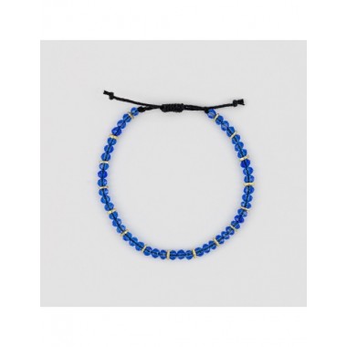 PULSERA ARTESANAL DE CUENTAS DE CRISTAL AZULES