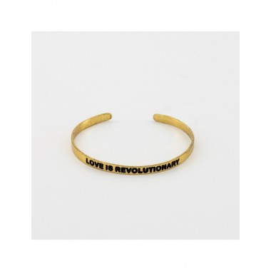 PULSERA ARTESANAL DE LATÓN MODELO LOVE IS REVOLUTIONARY DORADO