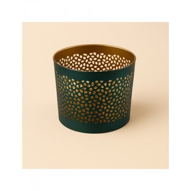 PORTAVELAS ARTESANAL DE METAL AZUL 9 X 8,5 CM