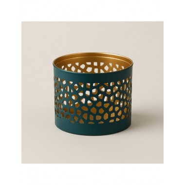 PORTAVELAS ARTESANAL DE METAL AZUL 4,3 X 5 CM