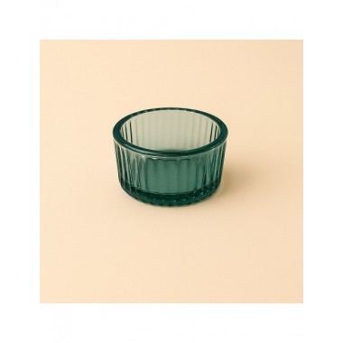 PORTAVELAS ARTESANAL DE CRISTAL AZUL 5 X 3,2 CM