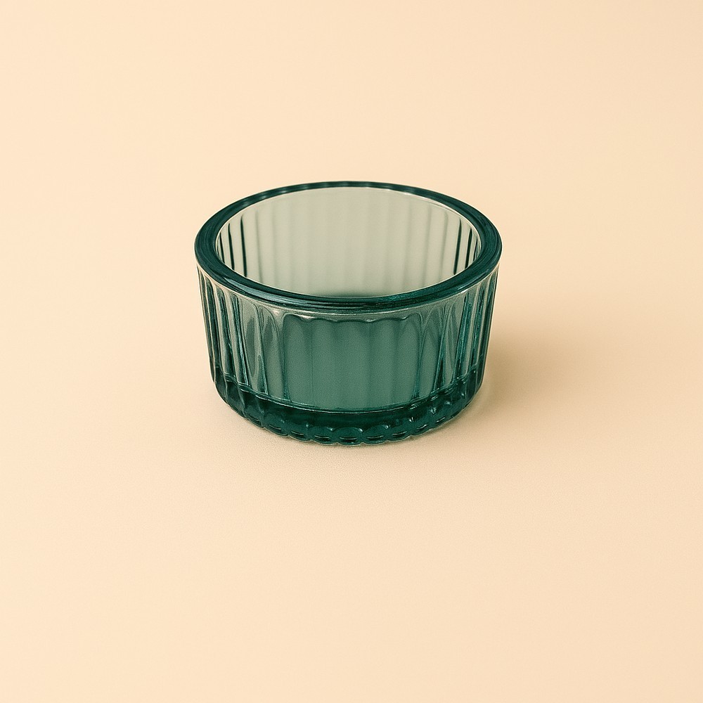 PORTAVELAS ARTESANAL DE CRISTAL AZUL 5 X 3,2 CM