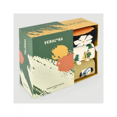 CALCETINES DE ALGODÓN ORGÁNICO EN CAJA REGALO FUN NATURA VERALUNA