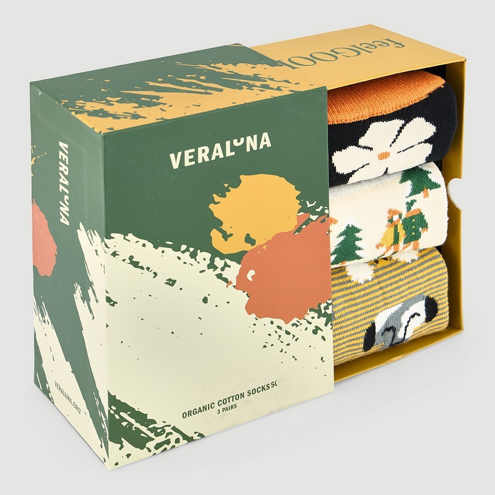 CALCETINES DE ALGODÓN ORGÁNICO EN CAJA REGALO FUN NATURA VERALUNA