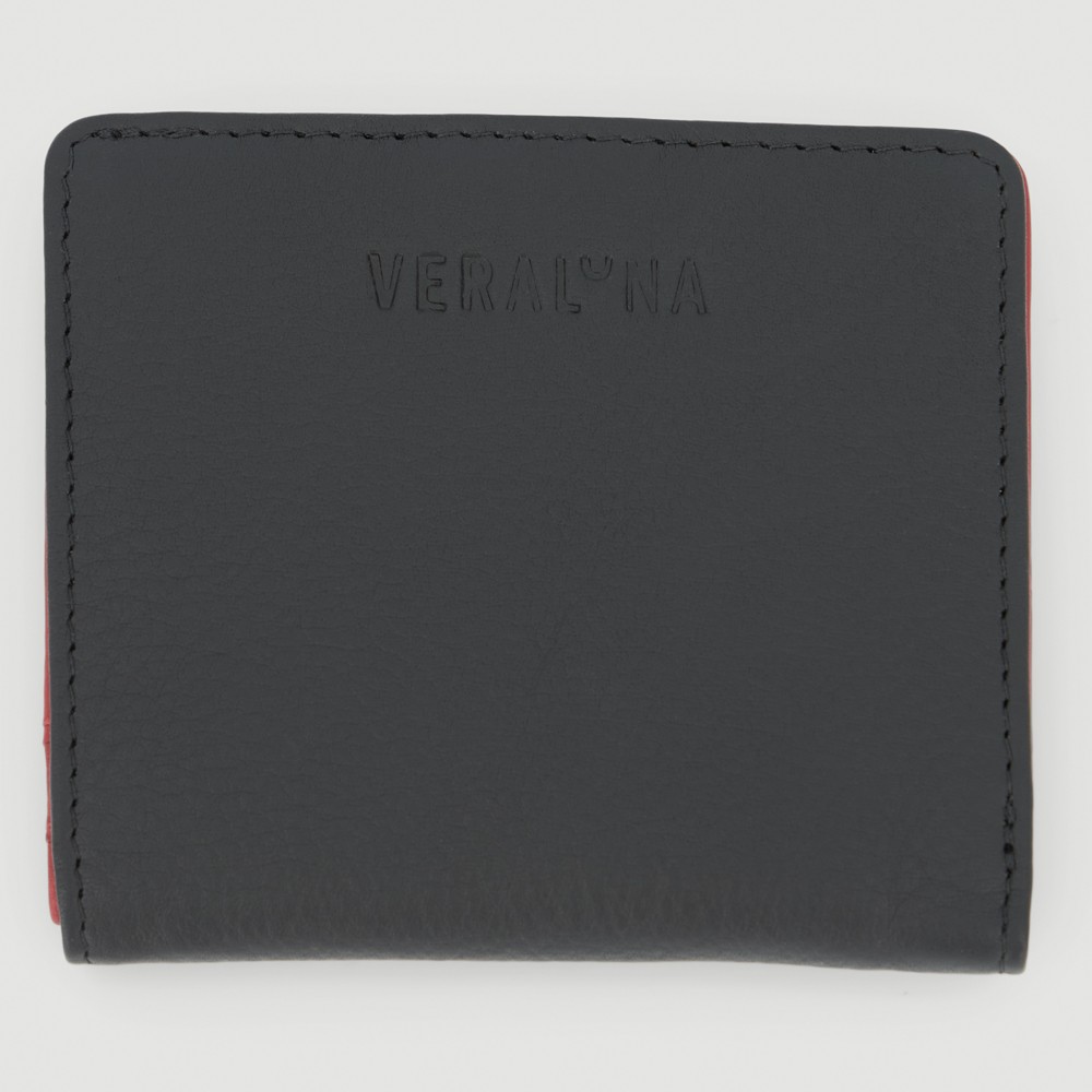 MONEDERO HECHO A MANO DE PIEL MODELO KIT ROJO NEGRO VERALUNA