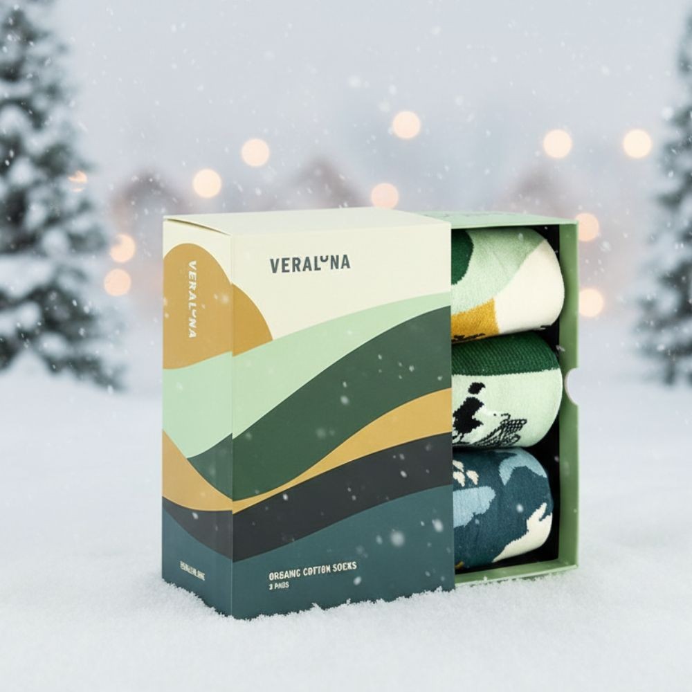 CALCETINES DE ALGODÓN ORGÁNICO EN CAJA REGALO FUN CLIMA VERALUNA