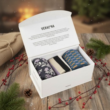 CALCETINES DE ALGODON ORGANICO TALLA 35-38 EN CAJA REGALO PRUNA VERALUNA