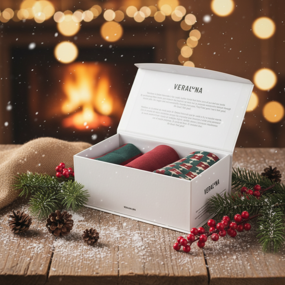 CALCETINES DE ALGODON ORGANICO MOD. PICOTA VERALUNA EN CAJA REGALO, talla 43-46